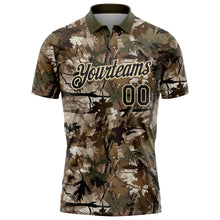 Laden Sie das Bild in den Galerie-Viewer, Custom Camo Black Cream-Olive Camo Woodland Forest Camouflage Salute To Service Performance Polo Shirt
