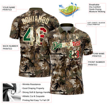 Laden Sie das Bild in den Galerie-Viewer, Custom Camo Vintage Mexican Flag Cream-Olive Camo Woodland Forest Camouflage Salute To Service Patriotic Performance Polo Shirt
