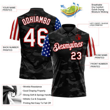 Загрузить изображение в средство просмотра галереи, Custom Camo White Red-Black Stars &amp; Stripes Two Tone Salute To Service Performance Polo Shirt

