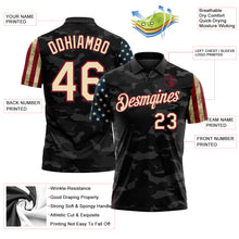 Laden Sie das Bild in den Galerie-Viewer, Custom Camo Cream Crimson-Black Stars &amp; Stripes Two Tone Salute To Service Patriotic Performance Polo Shirt
