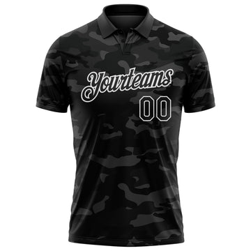 Custom Camo Black-White Camo Salute To Service Performance Polo Shirt