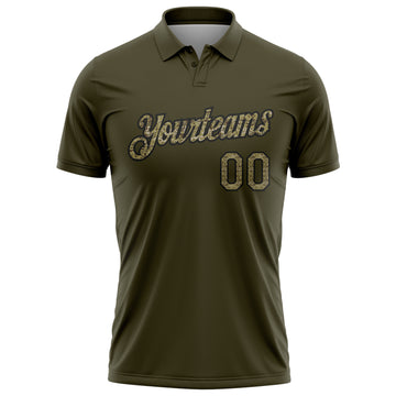 Custom Olive Camo-Black Salute To Service Performance Polo Shirt