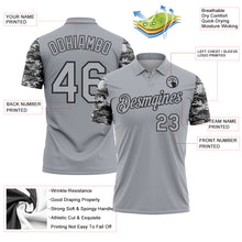 Laden Sie das Bild in den Galerie-Viewer, Custom Gray-Black Camo Two Tone Performance Polo Shirt
