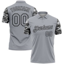 Laden Sie das Bild in den Galerie-Viewer, Custom Gray-Black Camo Two Tone Performance Polo Shirt

