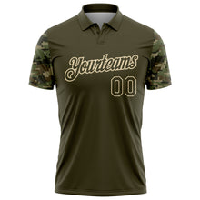 Laden Sie das Bild in den Galerie-Viewer, Custom Olive-Cream Camo Two Tone Performance Polo Shirt
