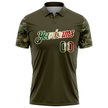 Laden Sie das Bild in den Galerie-Viewer, Custom Olive Vintage Mexican Flag-Cream Camo Two Tone Patriotic Performance Polo Shirt
