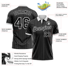 Laden Sie das Bild in den Galerie-Viewer, Custom Black White Pinstripe-White Performance Polo Shirt
