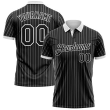 Laden Sie das Bild in den Galerie-Viewer, Custom Black White Pinstripe-White Performance Polo Shirt
