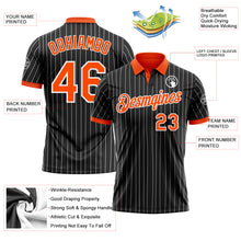 Charger l'image dans la galerie, Custom Black White Pinstripe-Orange Performance Polo Shirt
