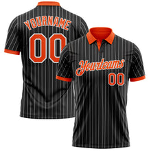 Charger l'image dans la galerie, Custom Black White Pinstripe-Orange Performance Polo Shirt
