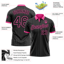 Load image into Gallery viewer, Custom Black White Pinstripe-Pink Performance Polo Shirt
