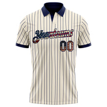 Charger l'image dans la galerie, Custom Cream Navy Pinstripe Vintage USA Flag-Crimson Performance Polo Shirt
