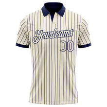 Load image into Gallery viewer, Custom Cream Navy Pinstripe-Navy Performance Polo Shirt
