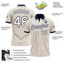 Load image into Gallery viewer, Custom Cream Navy Pinstripe-Navy Performance Polo Shirt
