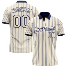 Load image into Gallery viewer, Custom Cream Navy Pinstripe-Navy Performance Polo Shirt
