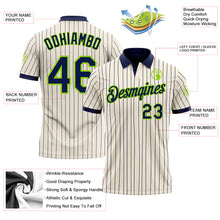 Load image into Gallery viewer, Custom Cream Navy Pinstripe-Neon Green Performance Polo Shirt
