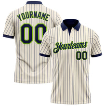 Load image into Gallery viewer, Custom Cream Navy Pinstripe-Neon Green Performance Polo Shirt
