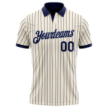 Load image into Gallery viewer, Custom Cream Navy Pinstripe-Gray Performance Polo Shirt
