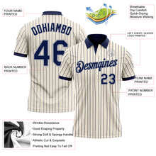 Load image into Gallery viewer, Custom Cream Navy Pinstripe-Gray Performance Polo Shirt
