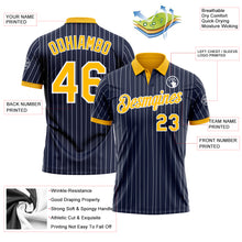 Load image into Gallery viewer, Custom Navy White Pinstripe-Gold Performance Polo Shirt
