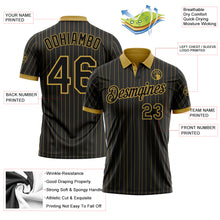 Laden Sie das Bild in den Galerie-Viewer, Custom Black Old Gold Pinstripe-Old Gold Performance Polo Shirt
