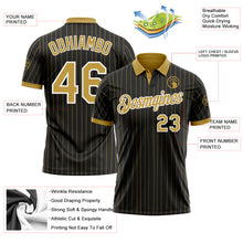 Загрузить изображение в средство просмотра галереи, Custom Black Old Gold Pinstripe-White Performance Polo Shirt
