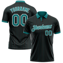Загрузить изображение в средство просмотра галереи, Custom Black Teal Pinstripe-White Performance Polo Shirt
