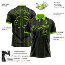 Laden Sie das Bild in den Galerie-Viewer, Custom Black Neon Green Pinstripe-Neon Green Performance Polo Shirt
