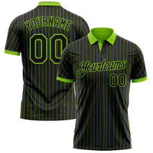 Laden Sie das Bild in den Galerie-Viewer, Custom Black Neon Green Pinstripe-Neon Green Performance Polo Shirt
