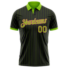 Загрузить изображение в средство просмотра галереи, Custom Black Neon Green Pinstripe-Pink Performance Polo Shirt
