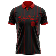 Load image into Gallery viewer, Custom Black Red Pinstripe-Red Performance Polo Shirt
