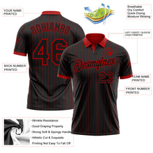 Load image into Gallery viewer, Custom Black Red Pinstripe-Red Performance Polo Shirt

