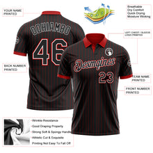 Load image into Gallery viewer, Custom Black Red Pinstripe-White Performance Polo Shirt
