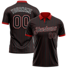 Load image into Gallery viewer, Custom Black Red Pinstripe-White Performance Polo Shirt
