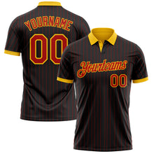 Charger l'image dans la galerie, Custom Black Red Pinstripe-Yellow Performance Polo Shirt
