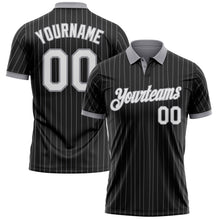 Загрузить изображение в средство просмотра галереи, Custom Black Gray Pinstripe-White Performance Polo Shirt

