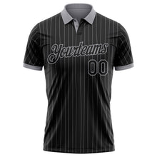 Laden Sie das Bild in den Galerie-Viewer, Custom Black Gray Pinstripe-Gray Performance Polo Shirt
