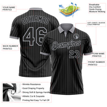 Laden Sie das Bild in den Galerie-Viewer, Custom Black Gray Pinstripe-Gray Performance Polo Shirt

