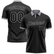 Laden Sie das Bild in den Galerie-Viewer, Custom Black Gray Pinstripe-Gray Performance Polo Shirt
