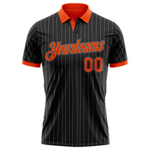 Load image into Gallery viewer, Custom Black Gray Pinstripe-Orange Performance Polo Shirt
