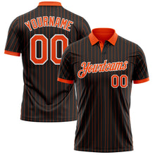 Load image into Gallery viewer, Custom Black Orange Pinstripe-White Performance Polo Shirt
