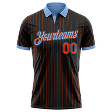 Laden Sie das Bild in den Galerie-Viewer, Custom Black Orange Pinstripe-Light Blue Performance Polo Shirt
