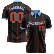 Laden Sie das Bild in den Galerie-Viewer, Custom Black Orange Pinstripe-Light Blue Performance Polo Shirt

