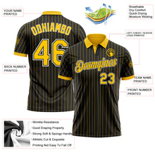 Загрузить изображение в средство просмотра галереи, Custom Black Yellow Pinstripe-White Performance Polo Shirt
