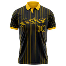 Load image into Gallery viewer, Custom Black Yellow Pinstripe-Yellow Performance Polo Shirt
