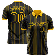 Load image into Gallery viewer, Custom Black Yellow Pinstripe-Yellow Performance Polo Shirt
