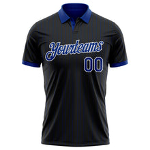 Charger l'image dans la galerie, Custom Black Royal Pinstripe-White Performance Polo Shirt
