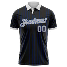 Load image into Gallery viewer, Custom Black Royal Pinstripe Gray-White Performance Polo Shirt
