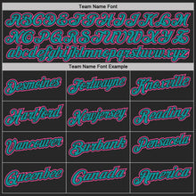 Laden Sie das Bild in den Galerie-Viewer, Custom Black Pink Pinstripe-Teal Performance Polo Shirt

