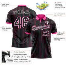 Charger l'image dans la galerie, Custom Black Pink Pinstripe-White Performance Polo Shirt
